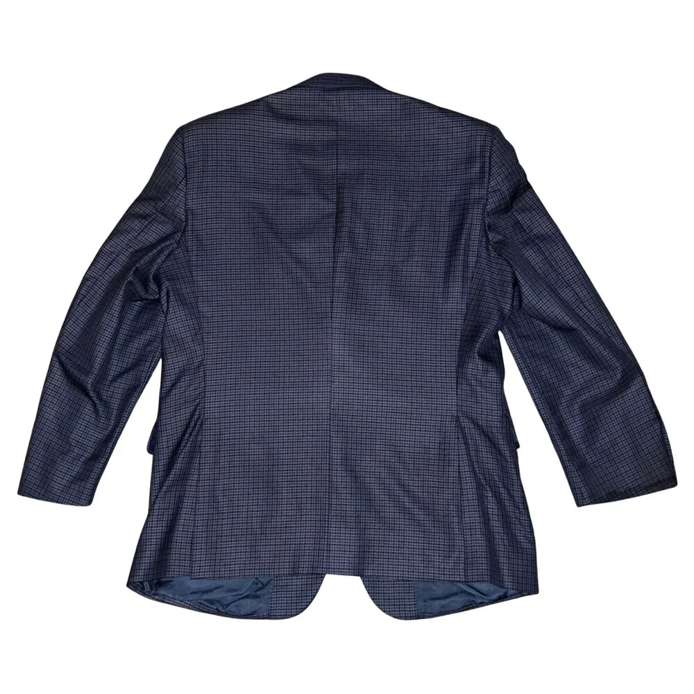 Jos. A. Bank Blue Check Mens 43R 100% Wool Blazer Sport Coat Suit Jacket Plaid